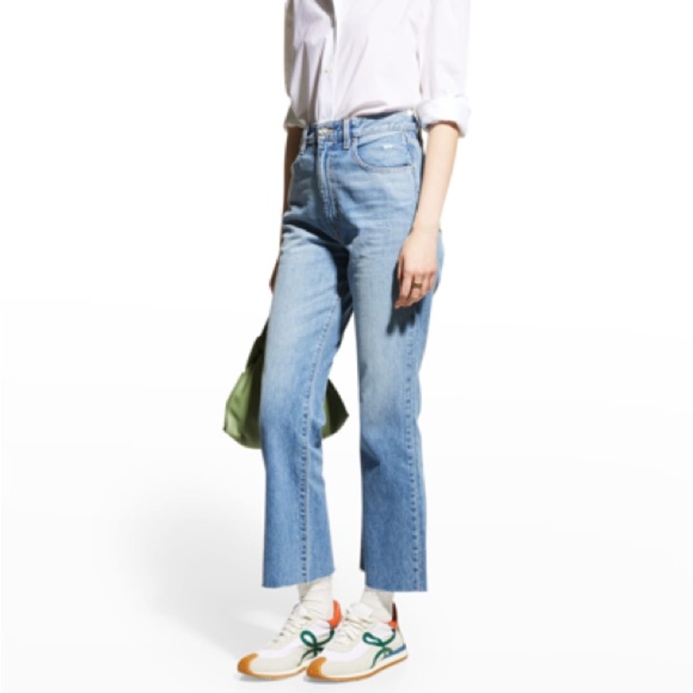 SLVRLAKE High-Rise Straight Crop Jeans in Light Blue Denim